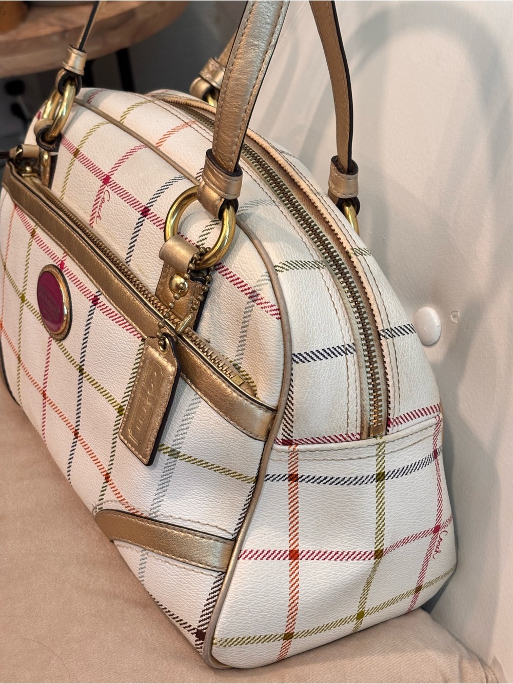 COACH 2011 Peyton Tattersall Plaid Satchel Shoulder Bag - Picture 5 of 16
